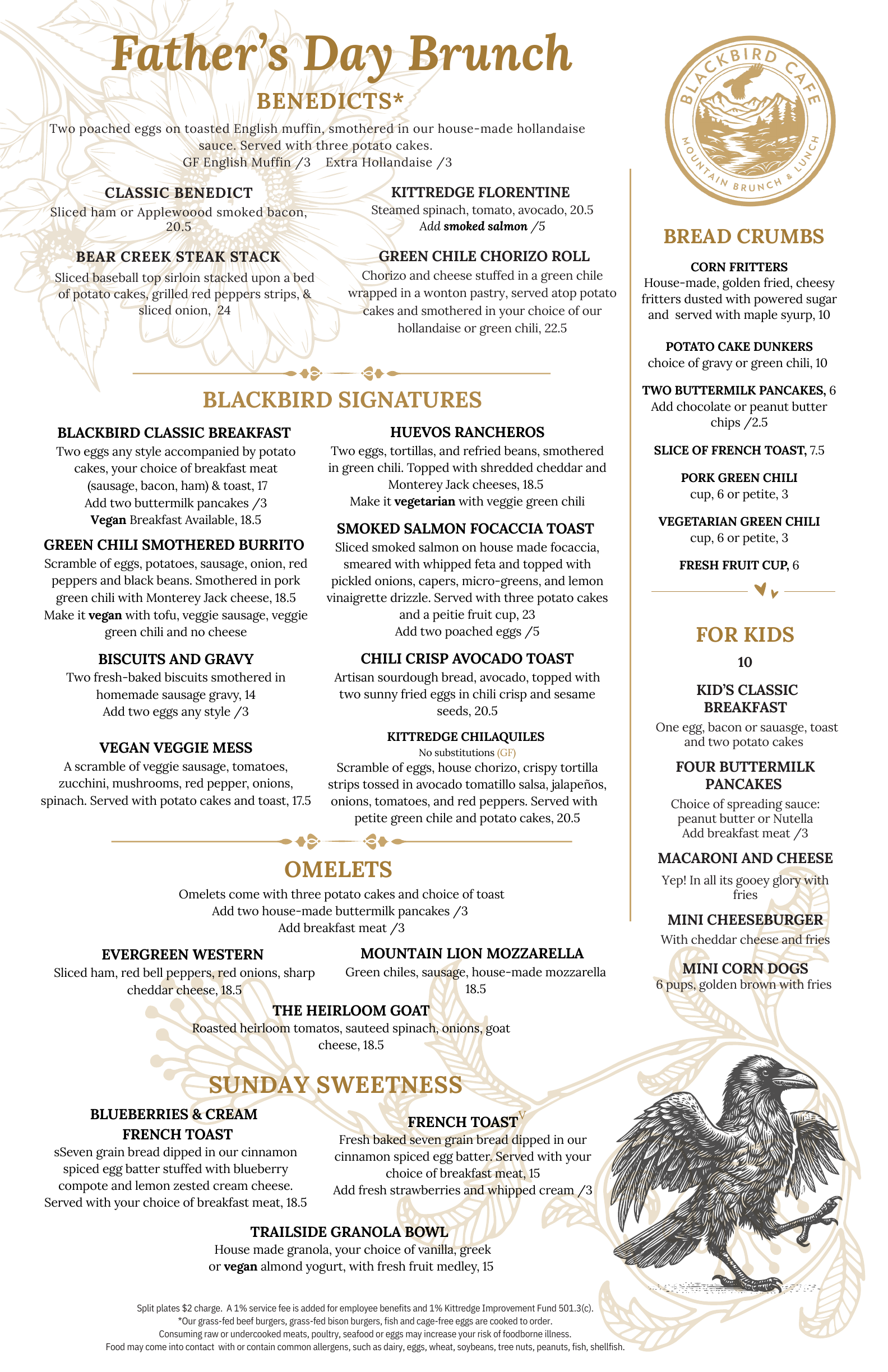 Brunch menu, page 1