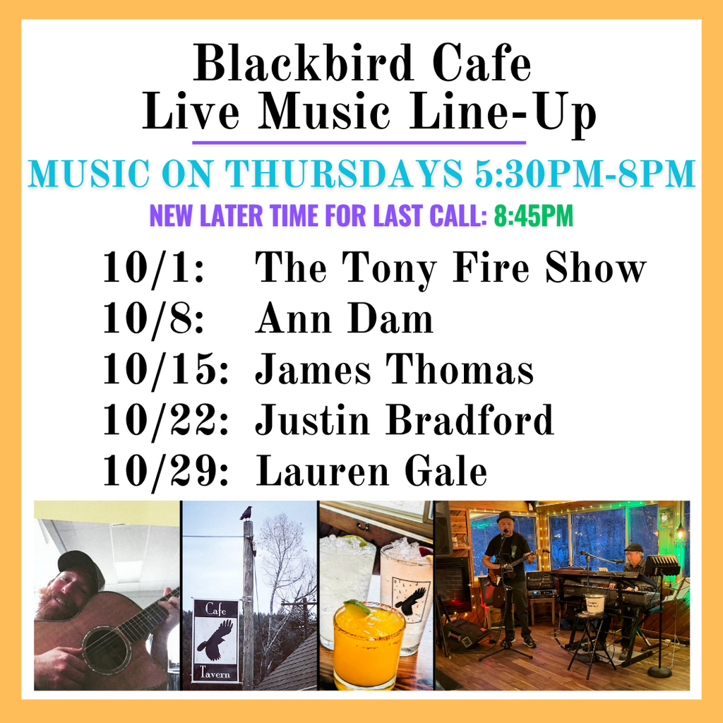 Blackbird Cafe October 2026 live music lineup