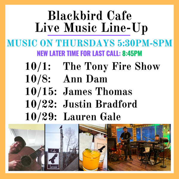 Blackbird Cafe October 2026 live music lineup