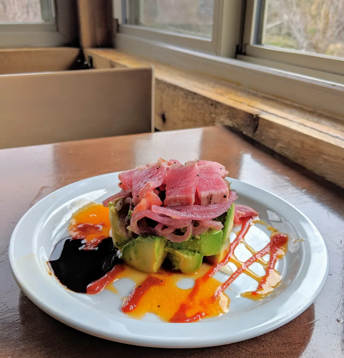 Seared tuna and avocado stack at Blackbird Cafe