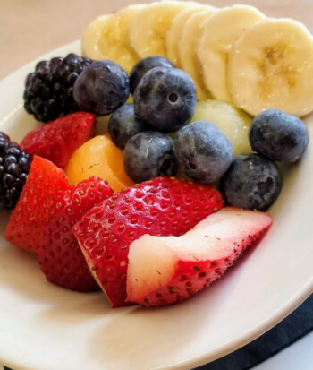 Fresh fruit plate with berries and banana